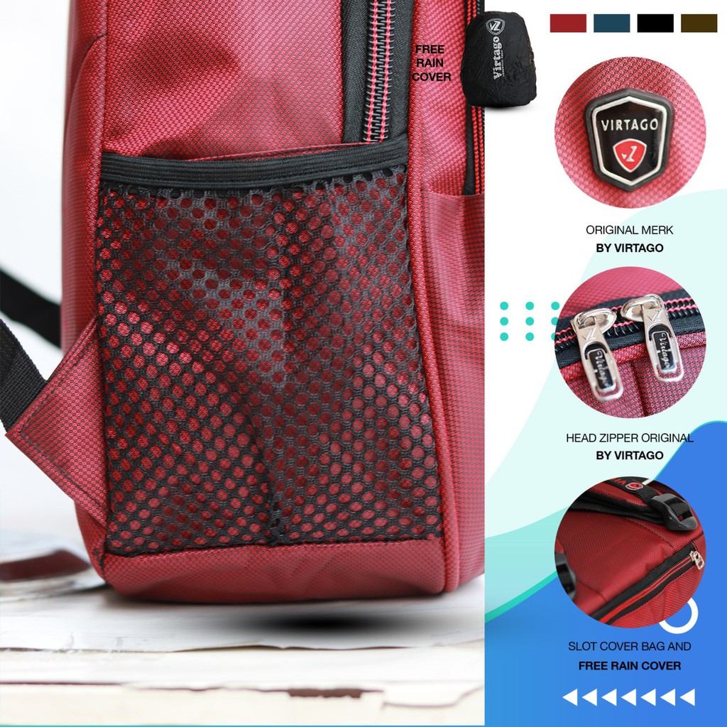 (Bisa COD) Tas Ransel Sekolah TK-SD-SMP Virtago Sport Original 100% | Unisex High Quality