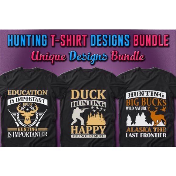 100 Hunting T-Shirt Designs Bundle - Vector Designs