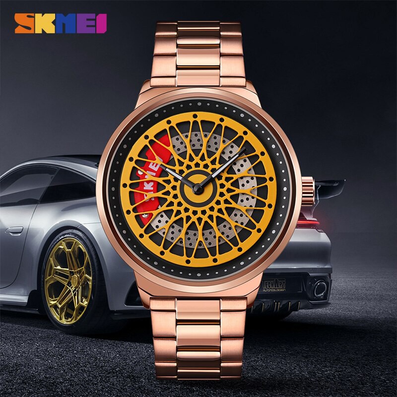 SKMEI 9217 Jam Tangan Pria Analog Tali Stainless Kulit WATCHKITE WKOS