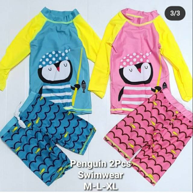 Baju renang anak lengan panjang celana panjang, baju renang 2pc, Kids Swimwear