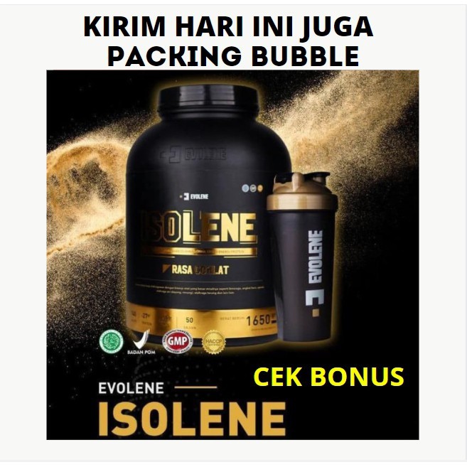 

ISOLENE 50 SERVING WHEY ISOLATE BPOM HALAL PROTEIN FITNESS GYM BONUS SHAKER