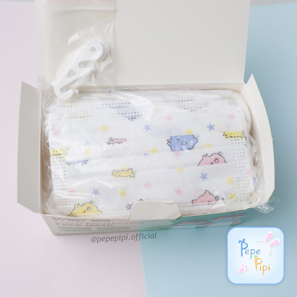 Masker Anak Vpro Non Medis Motif 3 Ply Earloop Gambar Kucing Unicorn Gajah Sekali Pakai