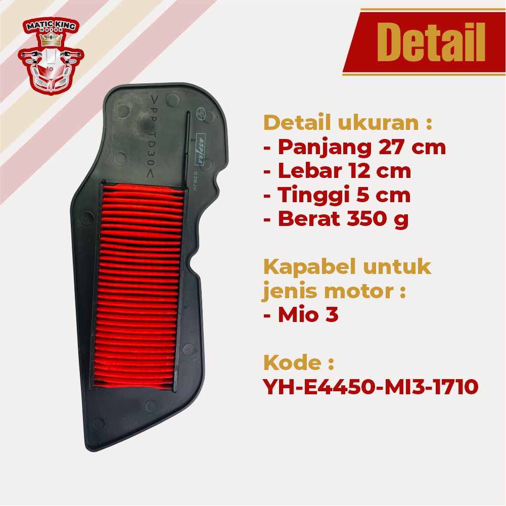 Filter Udara Hawa Yamaha Mio M3 S Z Fino X Ride 125 ORI ASLI Aspira Astra Otoparts YH-WE445-MI3-1710