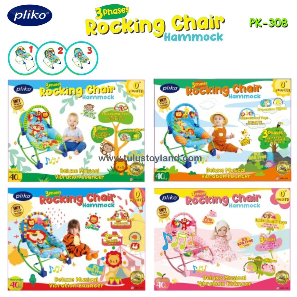 Pliko Hammock 3 phases Rocking Chair 308 kursi goyang bouncer bayi getar musik