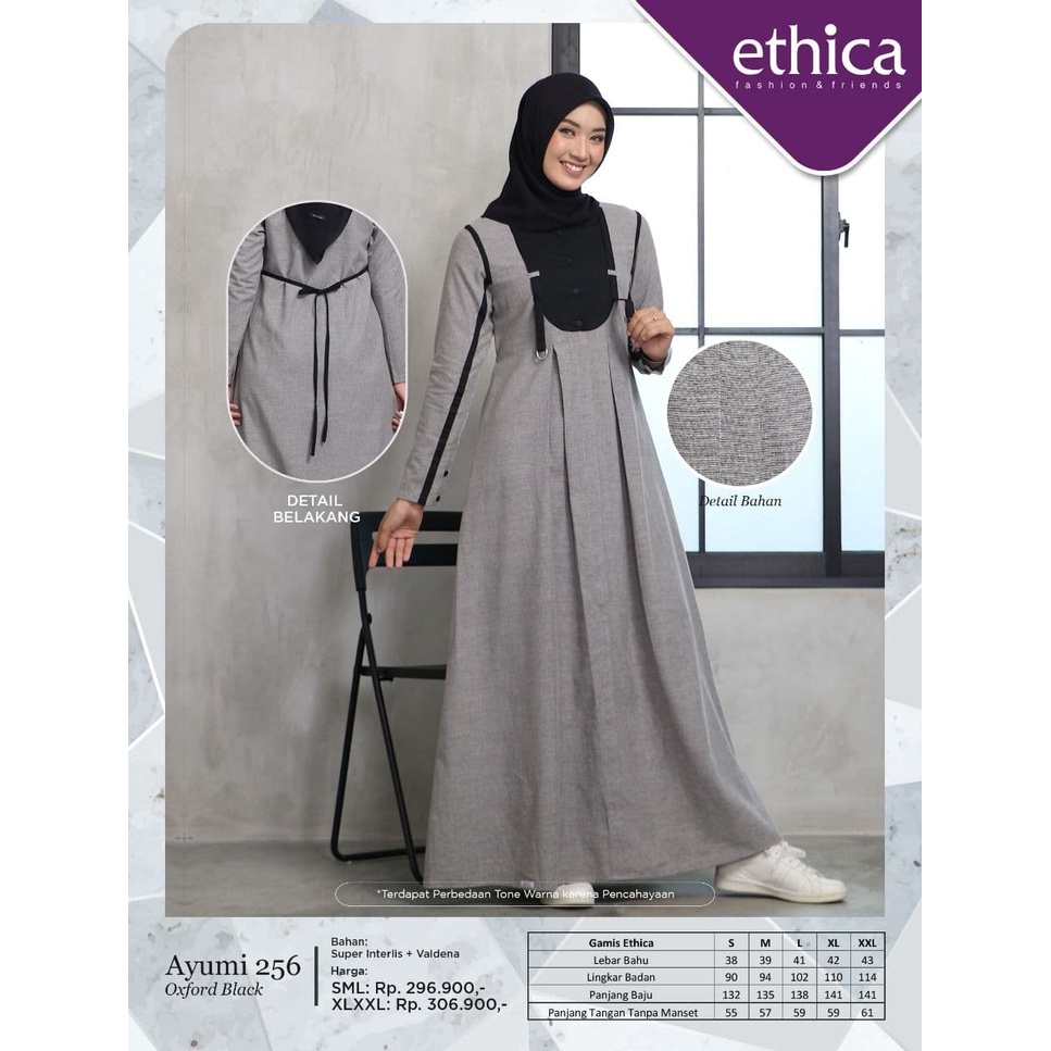 DRESS ONLY ETHICA ORIGINAL AYUMI 256 OXFORD BLACK GAMIS DEWASA GAMIS ETHICA 2022