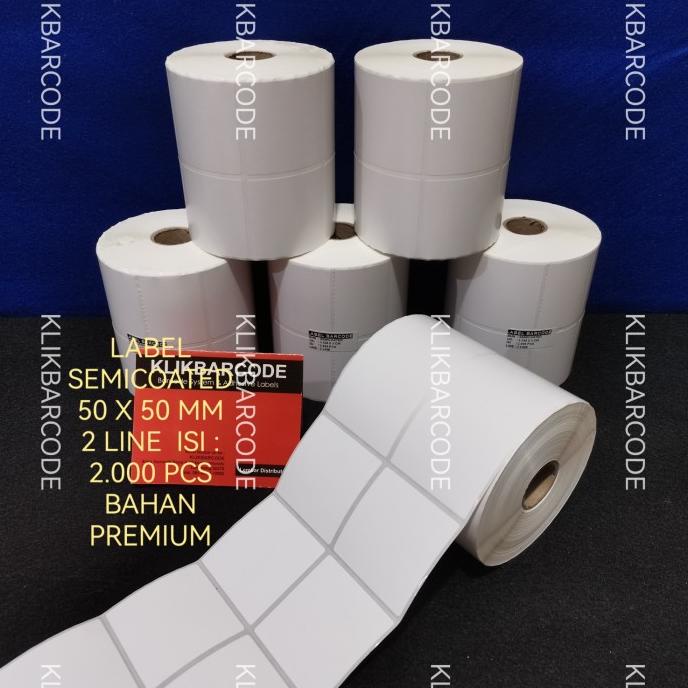 

(BISA COD) STICKER BARCODE LABEL 5 X 5 CM - 50 X 50 MM - 2 BARIS - 2.000 LABEL BERMUTU Kode 1172