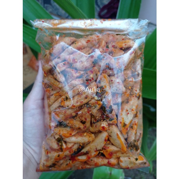 Basreng Pedas daun jeruk / basreng stik pedas daun jeruk bumbu basah isi 500gram