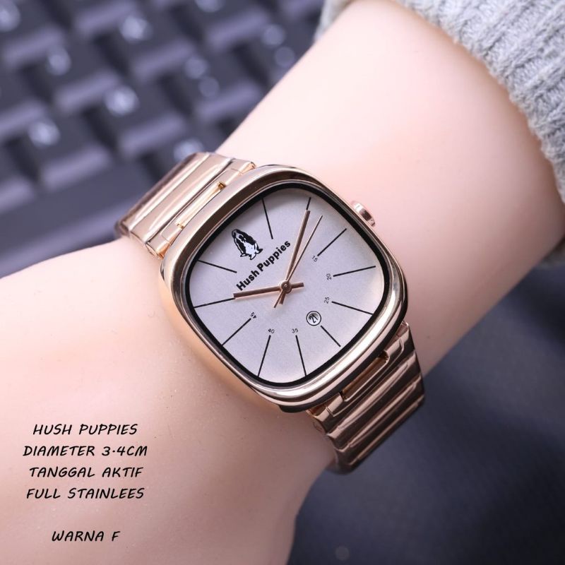 Jam Tangan Wanita / Cewek Hush Puppies Rantai Segi Tanggal Aktif