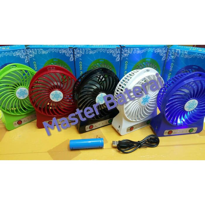 Kipas Angin + Powerbank dengan Senter dan LED