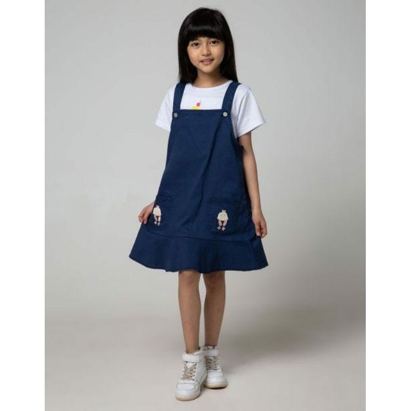Little M Short Sleeve Overall Dress 3 Saku Anak