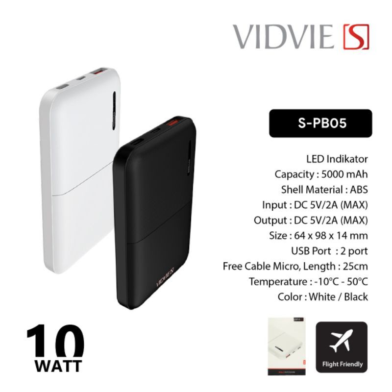 POWER BANK VIDVIE S-PB05