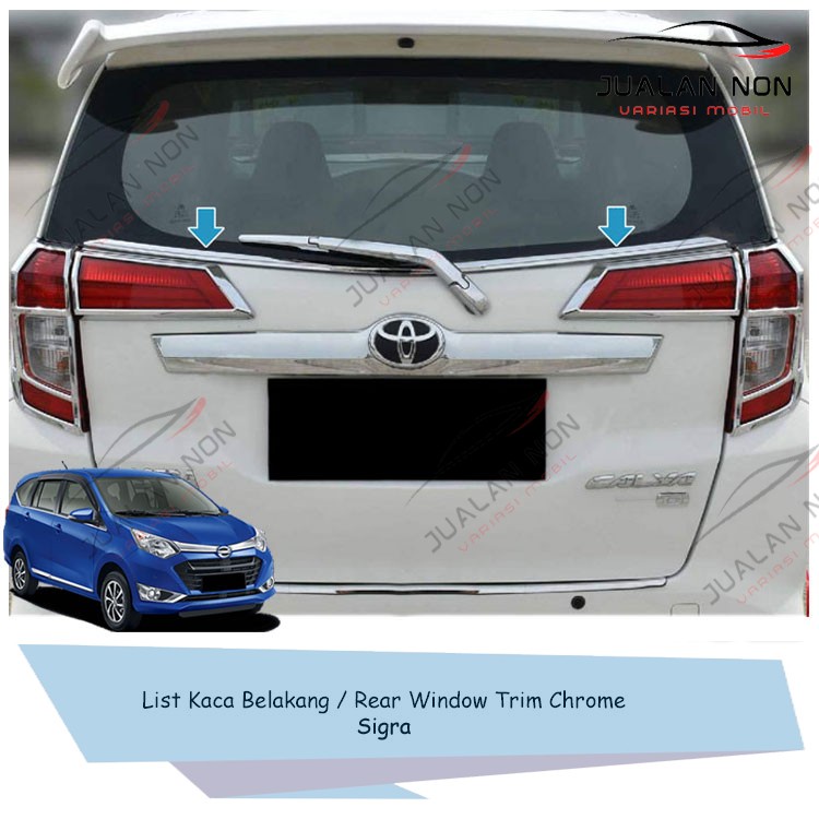 List Kaca Belakang Rear Window Trim Chrome Mobil Sigra