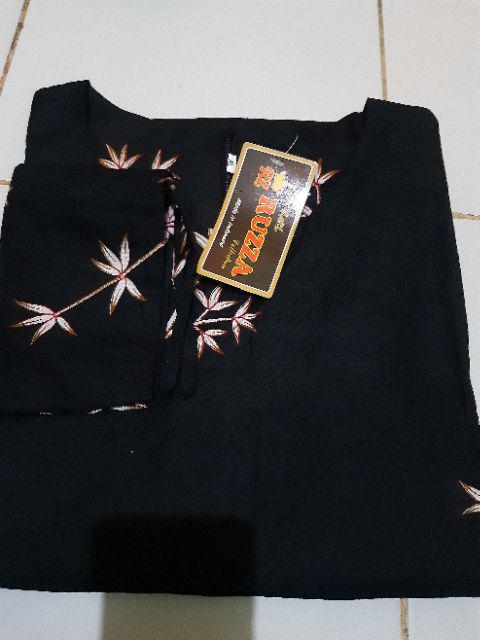 Ruzza Batik Couple Motif Kipas Seragam Keluarga Modern Hitam Merah