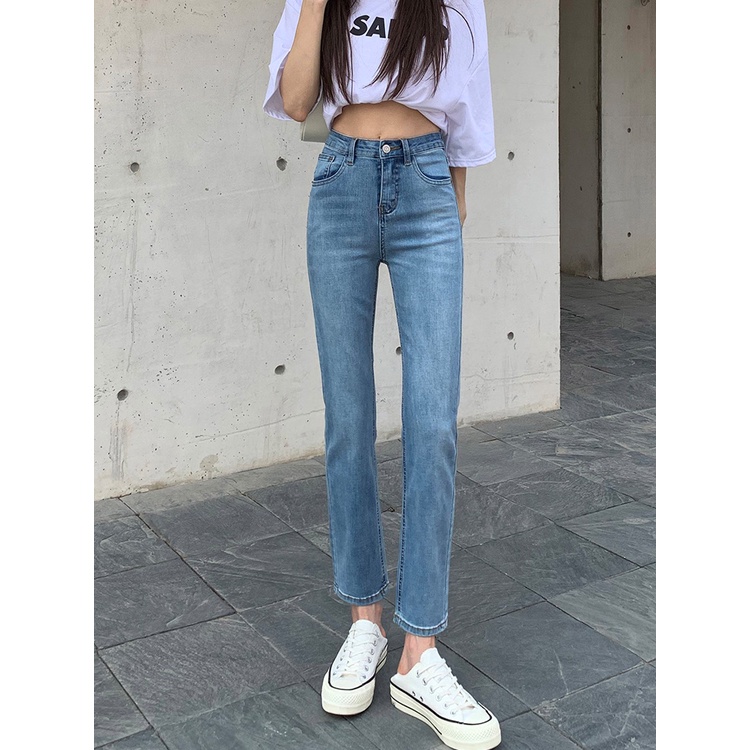 Celana Jeans Boyfriend Wanita Highwaist Korea Style Biru