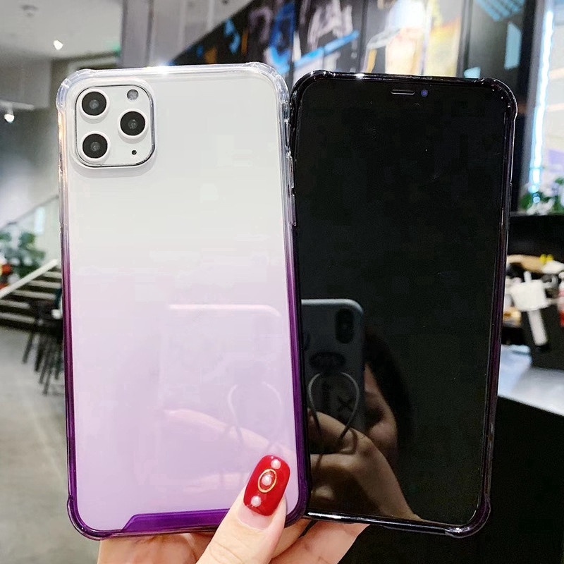 Hard Case Transparan Gradasi Untuk iPhone 7 8 Plus XS Max XR 11 12 13 Pro Max