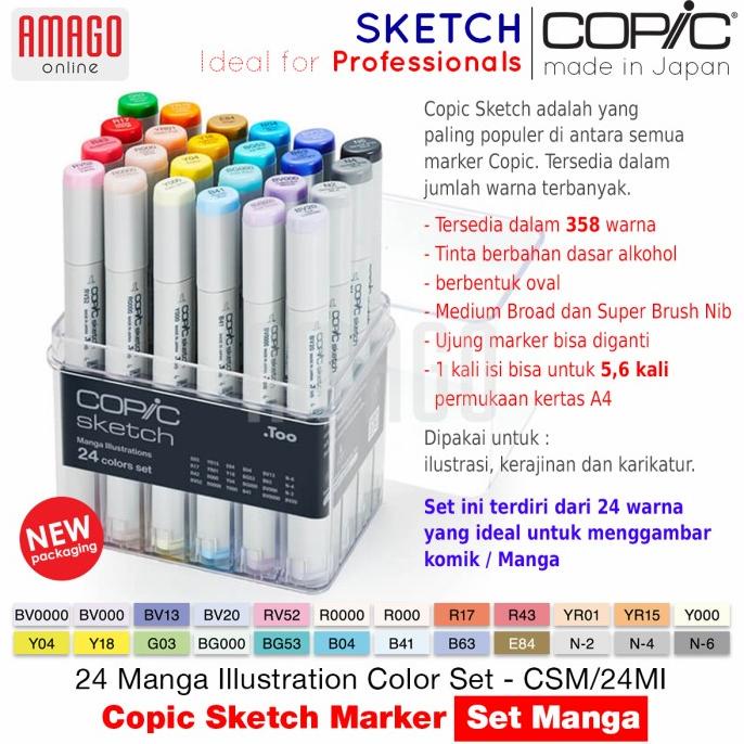 

(BISA COD) COPIC SKETCH - 24 MANGA ILLUSTRATION COLOR SET - CSM/24MI HEMAT Kode 753