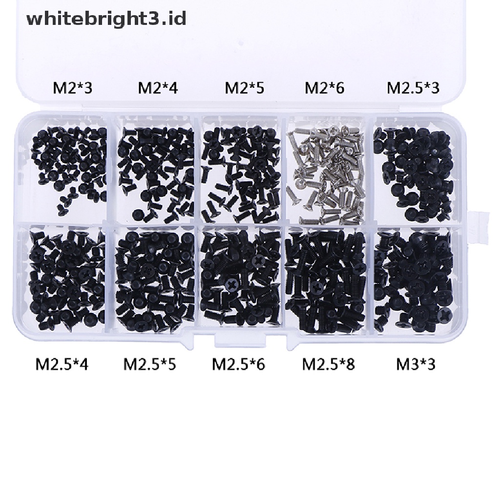 (whitebright3.id) 500pcs / set Sekrup m2.3 m3 universal Untuk laptop / Komputer