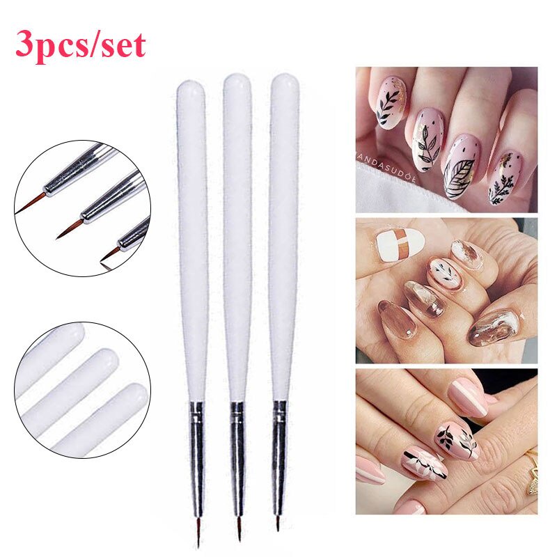 Kuas Kuku Nail Art 3 Pcs / Nail Art Liner Brush