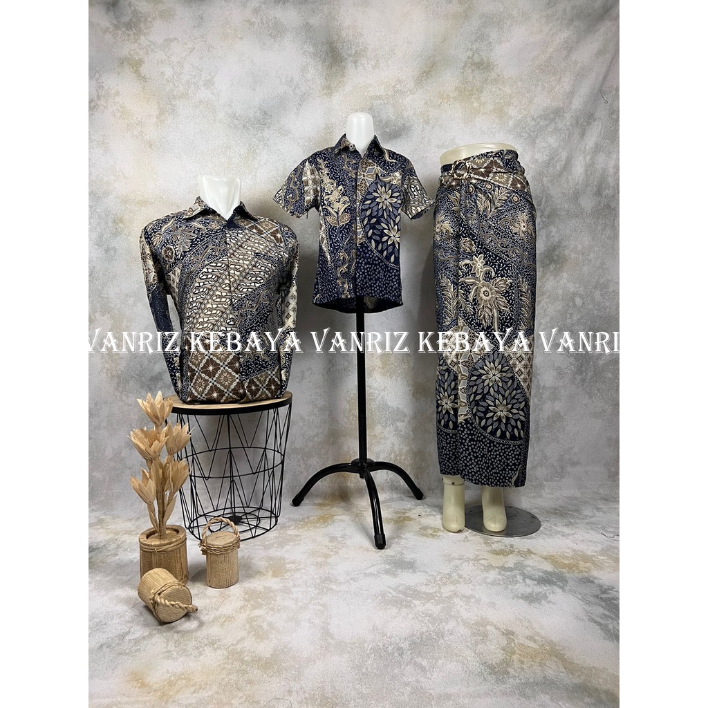 Vanriz Kebaya-Kemeja Batik Pria Lengan Panjang Couple Anak Dan Rok Lilit