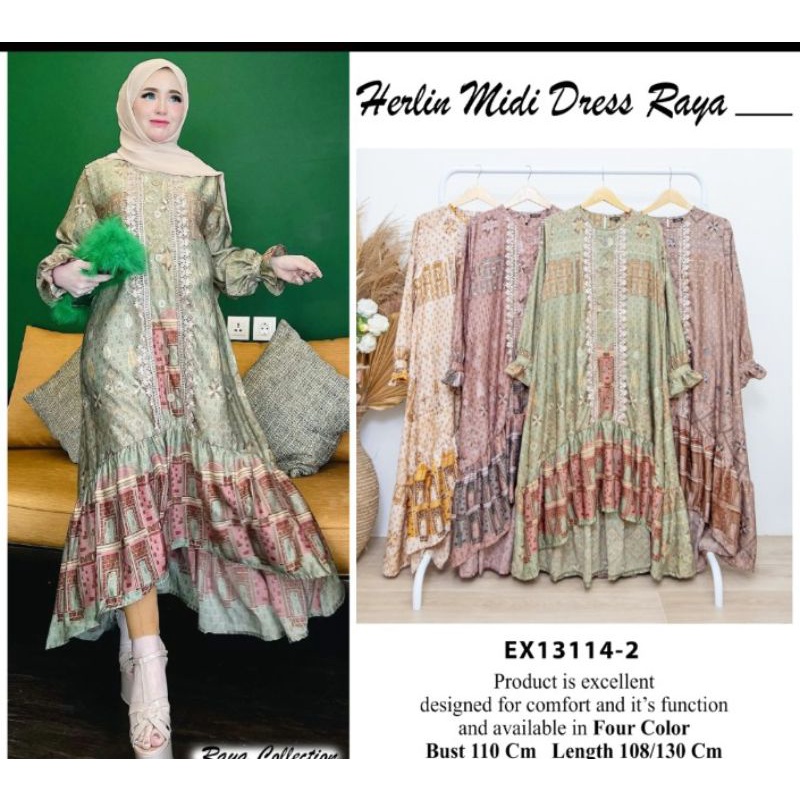 Herlin midi dress raya gamis lebaran EXTU
