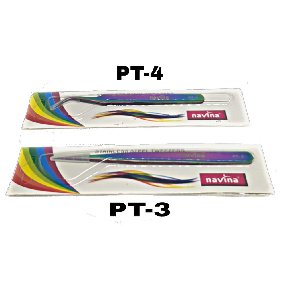 Navina Pinset Alis Warna-Warni Stainless Steel Tweezers