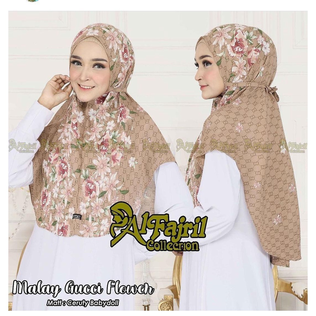 hijab bergo plisket motif flower  bunga al fajril