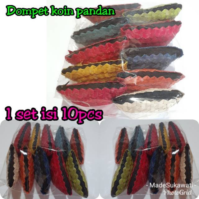 dompet anyaman pandan mini bali 1set