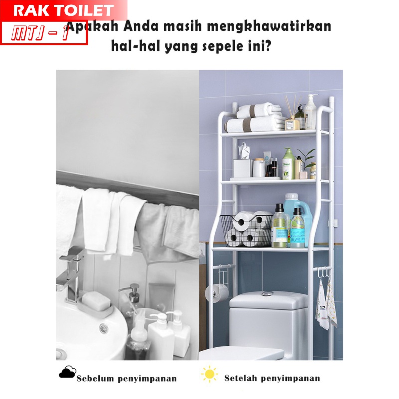 Rak Kamar Mandi Mtj1 Rak Sabun Rak Toilet Organizer Storage Rack Multifungsi - Wh