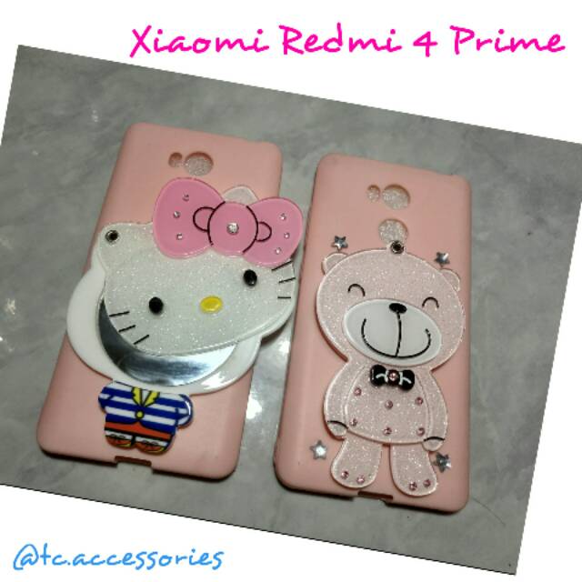 Softcase 4D Hello Kitty + Mirror Xiaomi Redmi 4 Prime / Case Hello Kitty Redmi 4 Prime