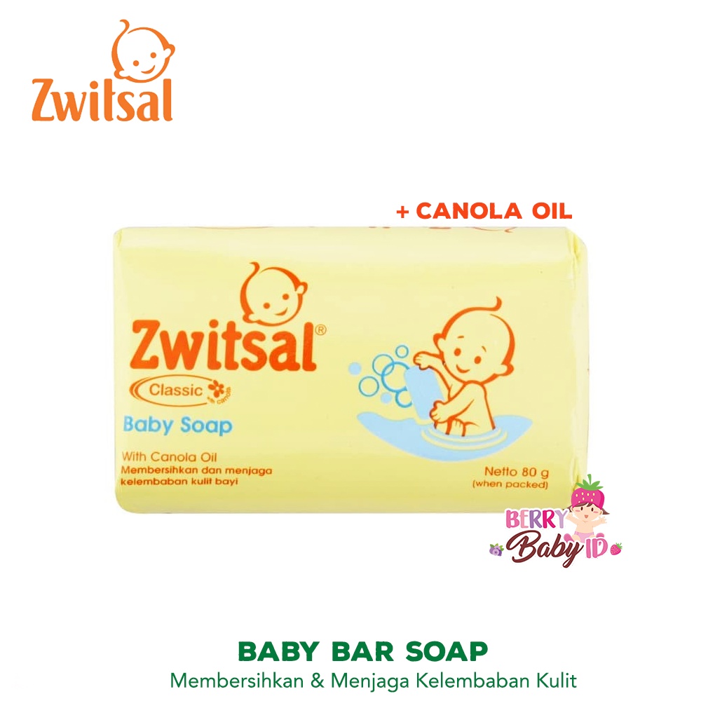 Zwitsal Baby Bar Soap Classic With Canola Oil Sabun Batang Bayi 70 gr Berry Mart