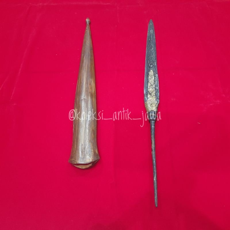 Pusaka Tombak Pamor Kinatah Kuningan Kecil