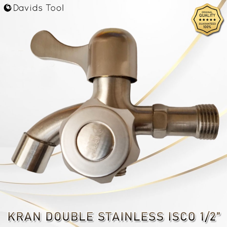 Kran Cabang Double Shower Sower Keran Dobel Stainless Isco 1/2 Inch