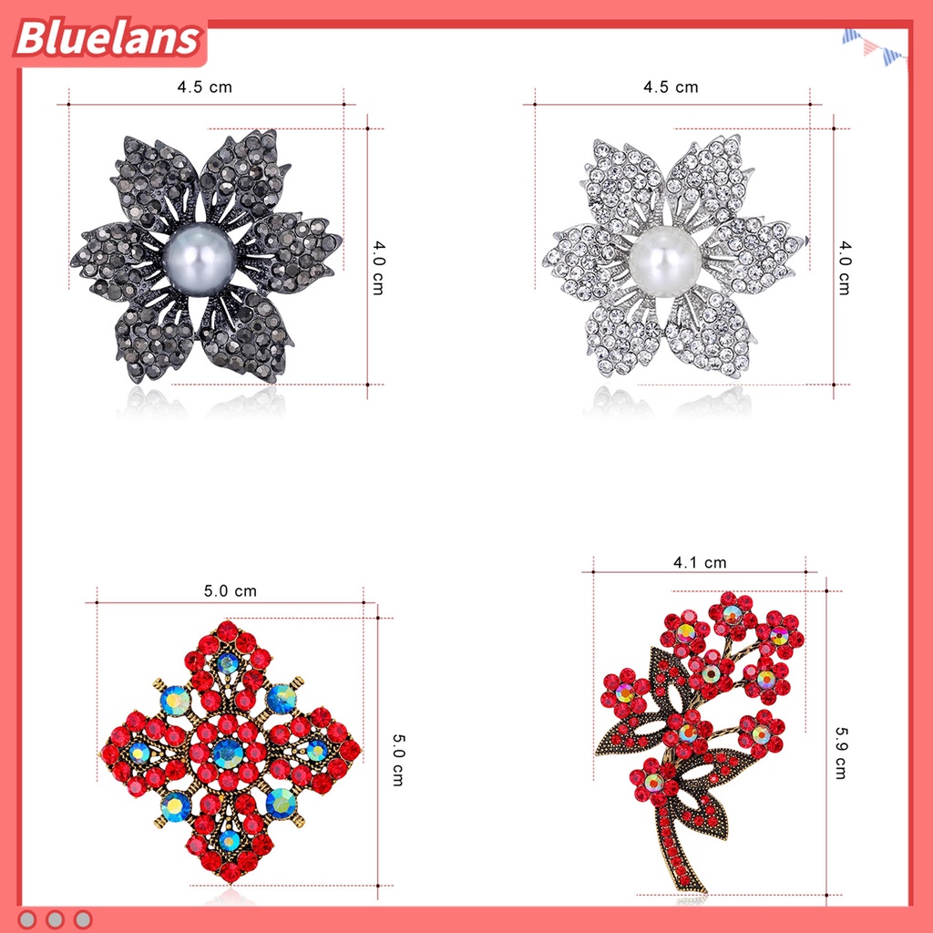 Bros Pin Desain Bunga Aksen Mutiara Berlian Imitasi Gaya Vintage Untuk Perayaan
