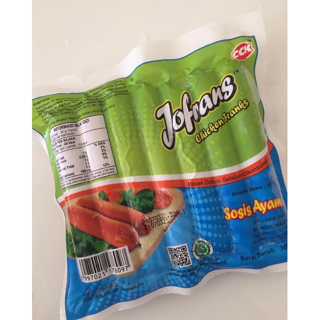 

Jofrans sosis ayam isi 15pcs, 360 gram