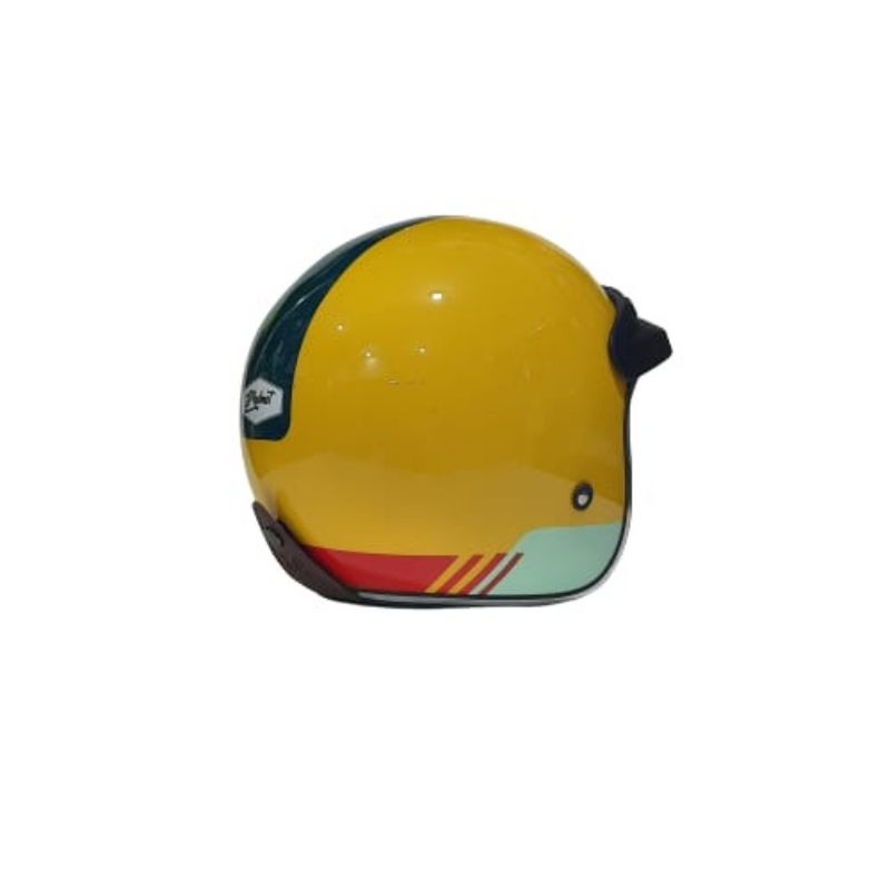 Helm JPX JP New Bigie Combi Retro Yellow List Chrome Plus Kaca