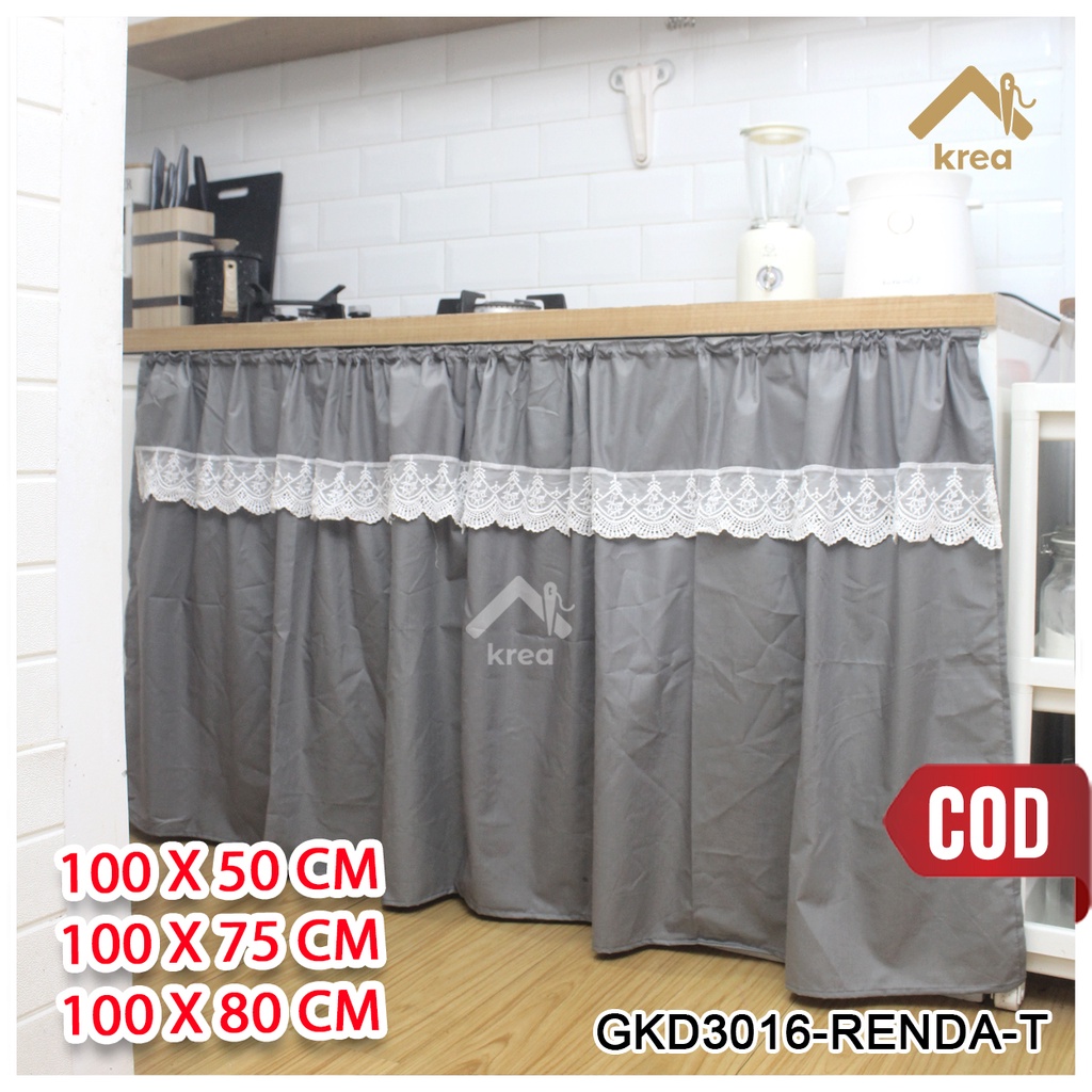 GORDEN KOLONG DAPUR POLOS RENDA TENGAH UKURAN 50cm 75cm 85cm BISA CUSTOM