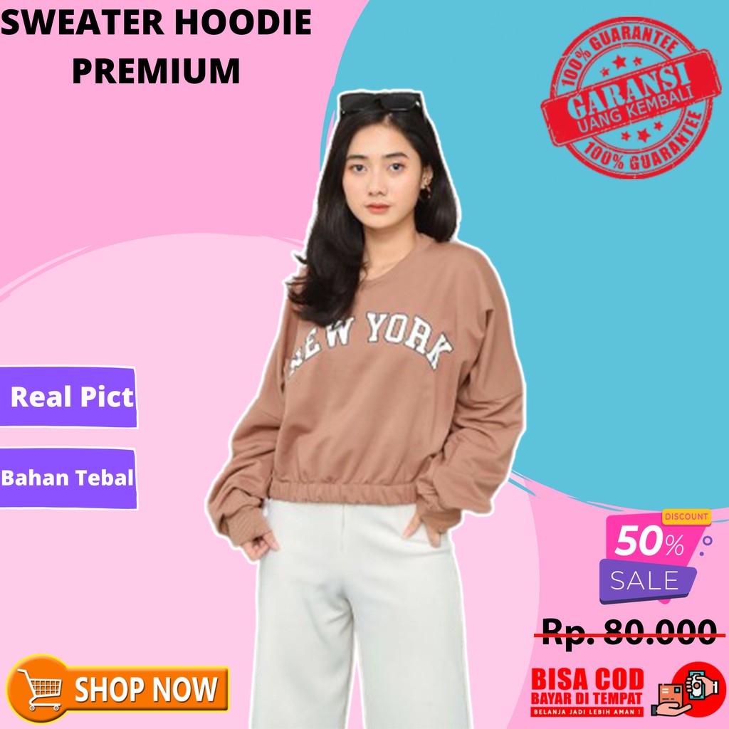 Hodie Wanita Jaket Sweater Korea / Pakaian Wanita / Outerwear / Sweater New York Ukuran All Size