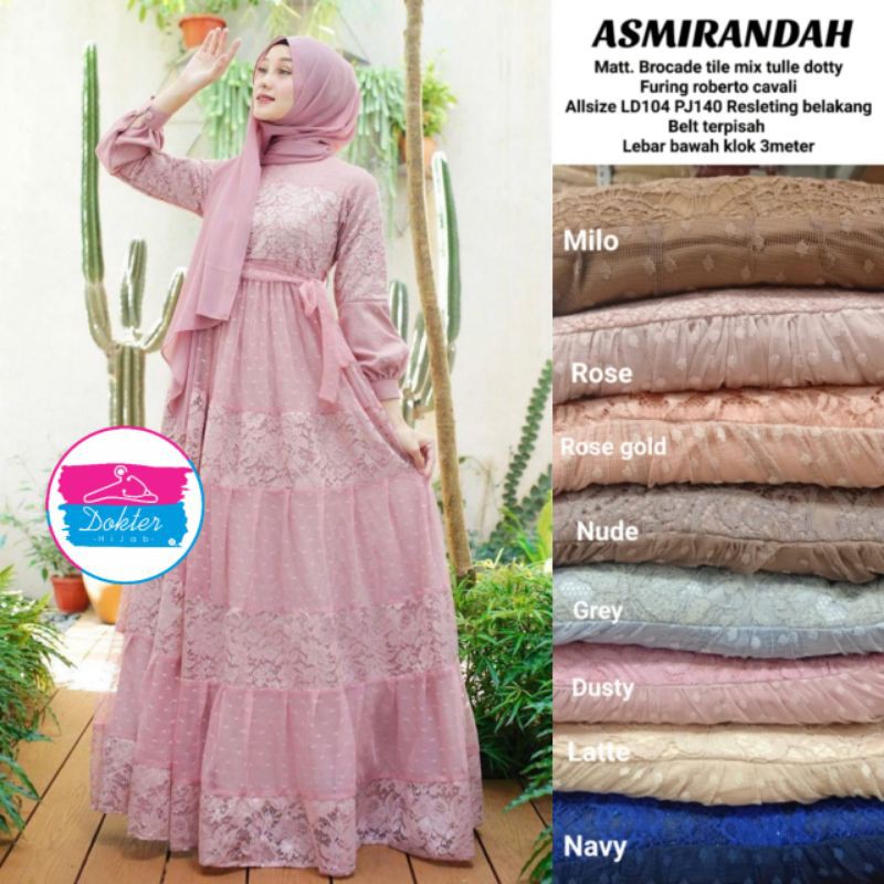 DRESS WANITA BROKAT TILE DOT PREMIUM ASMIRANDAH GAUN KONDANGAN