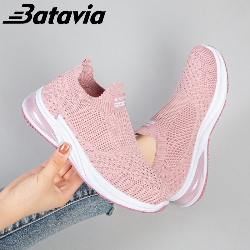 Batavia Sepatu olahraga impor premium perempuan terbaru rajut adem antislip antiaus sepatu lari anak perempuan  Batavia Shoes Fashion  Sport  Original Pink Hitam Abu Grey kanvas   Onlinemall A113 A102 A106-Q9 PINK
