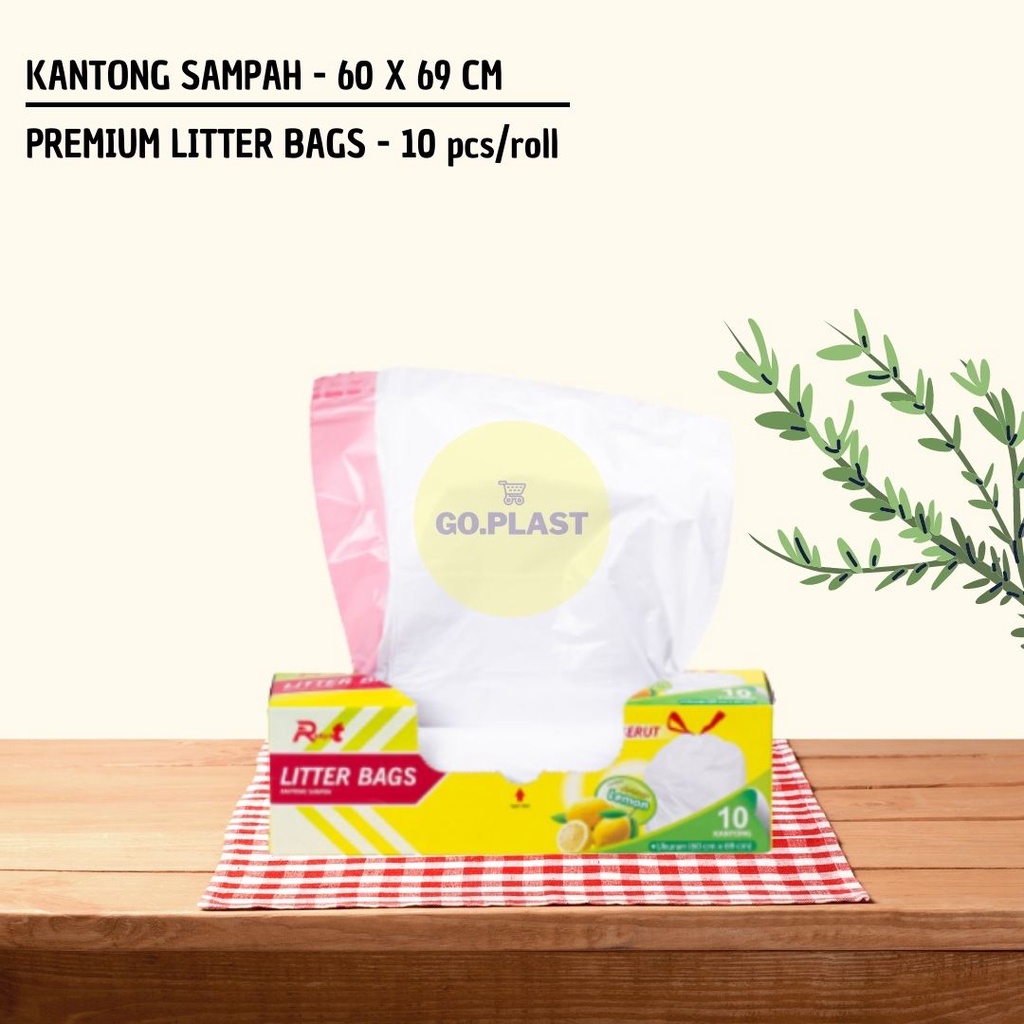 Kantong Sampah Plastik Tali Serut Wangi Aroma Lemon - 60x69 cm