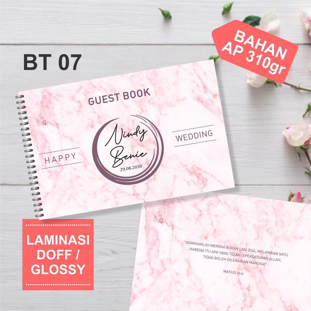 

buku tamu undangan pernikahan custom foto rustic murah