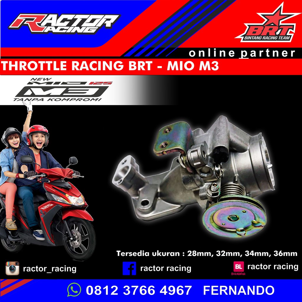 Jual THROTTLE TROTTLE BODY RACING TB BRT YAMAHA MIO M3 UKURAN 28 MM 32 MM 34 MM 36 MM BRT Indonesia Shopee Indonesia