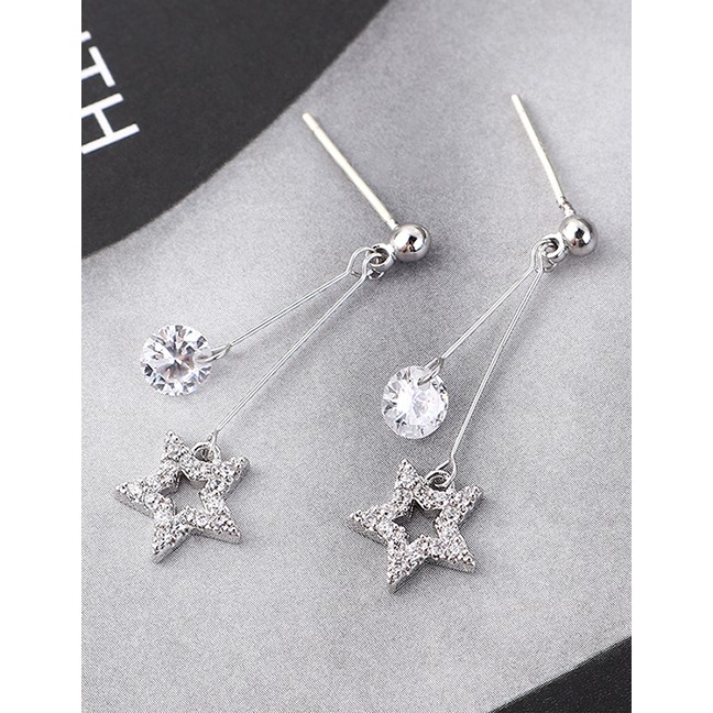 LRC Anting Tusuk Fashion Silver Plated Gold Stars S925 Silver Needle Stud Earrings Y62286