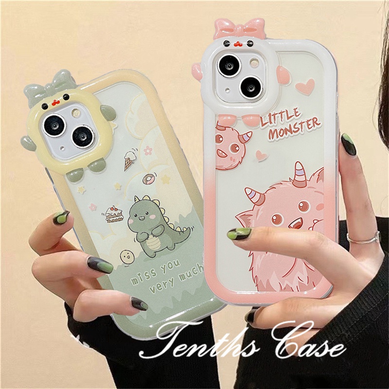 Vivo Y36 Y02 Y35 Y22 V25e V23 Y15A Y15s V23e Y21A Y21T Y33T Y33s V20Pro Y20s Y12s Y12A Y20s(G) Y17 Y15 Y12 Y1s Y91C Y91iLovely Casing Ponsel Kue Dinosaurus Kecil Soft Cover Pelindung
