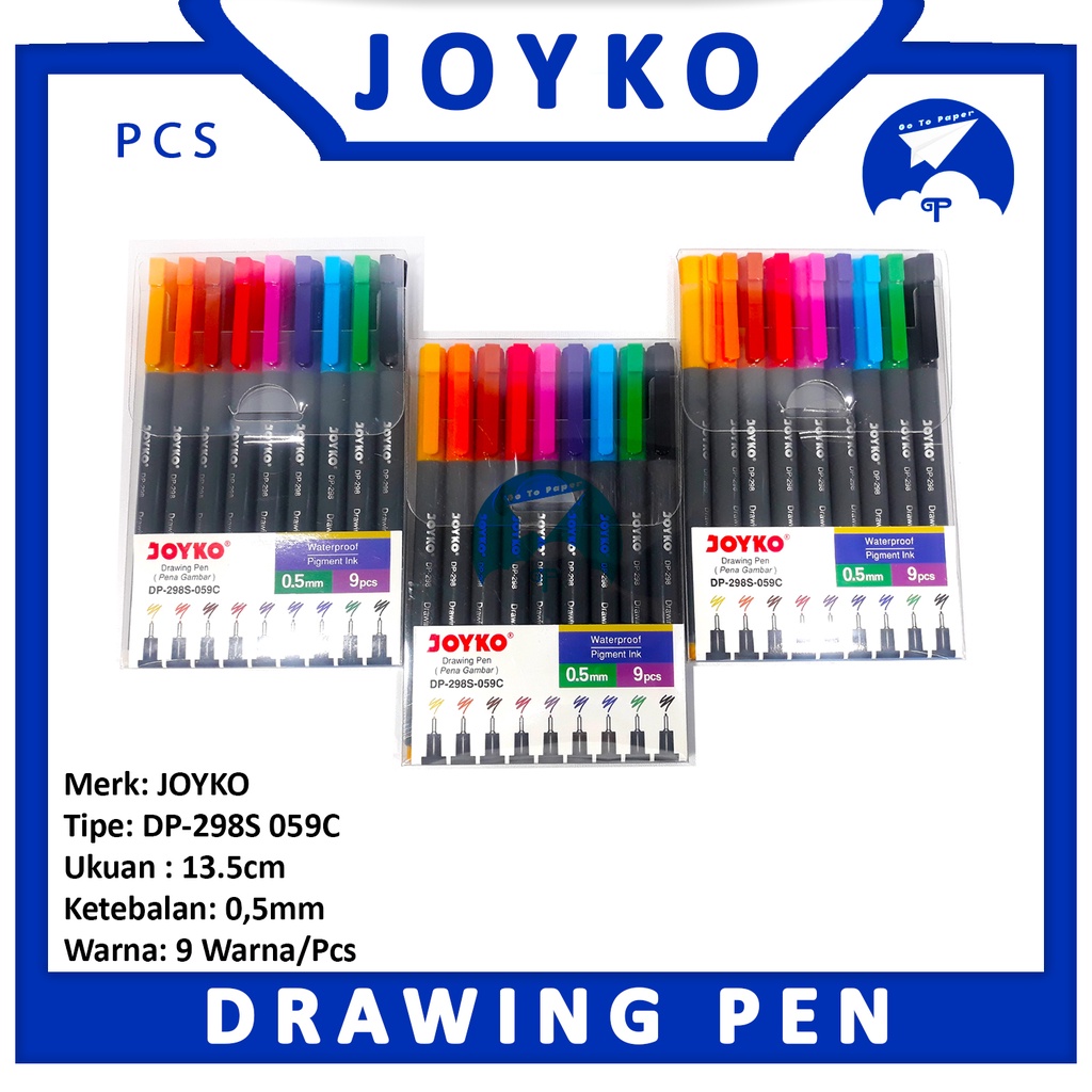 

DRAWING PEN MERK JOYKO DP-298S 059C 9 WARNA [ SET ]