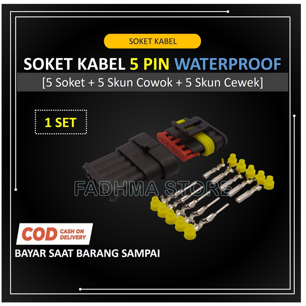 Jual Soket Kabel Motor Mobil Pin Kecil Waterproof Set Skun