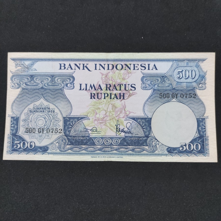 Uang Kuno 500 Rupiah Seri Bunga 1959 VF VF+ Bagus