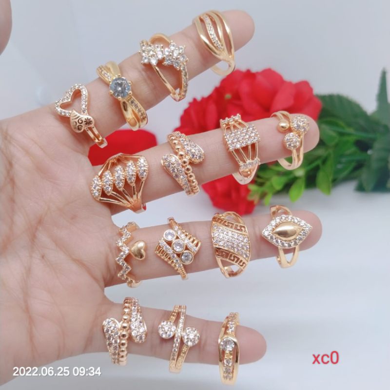 Grosir Cincin Random tdak bisa pilih motif Perhiasan Titanium Tembaga Perhiasan Aksesoris Lapis Emas 18,24 Karat Termurah Terlaris