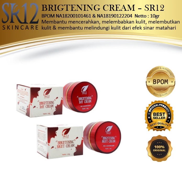 (COD) Brightening Cream Sr12 / Rekomen Untuk Kulit Berminyak, Normal / Pencerah Wajah / Pemutih Waja