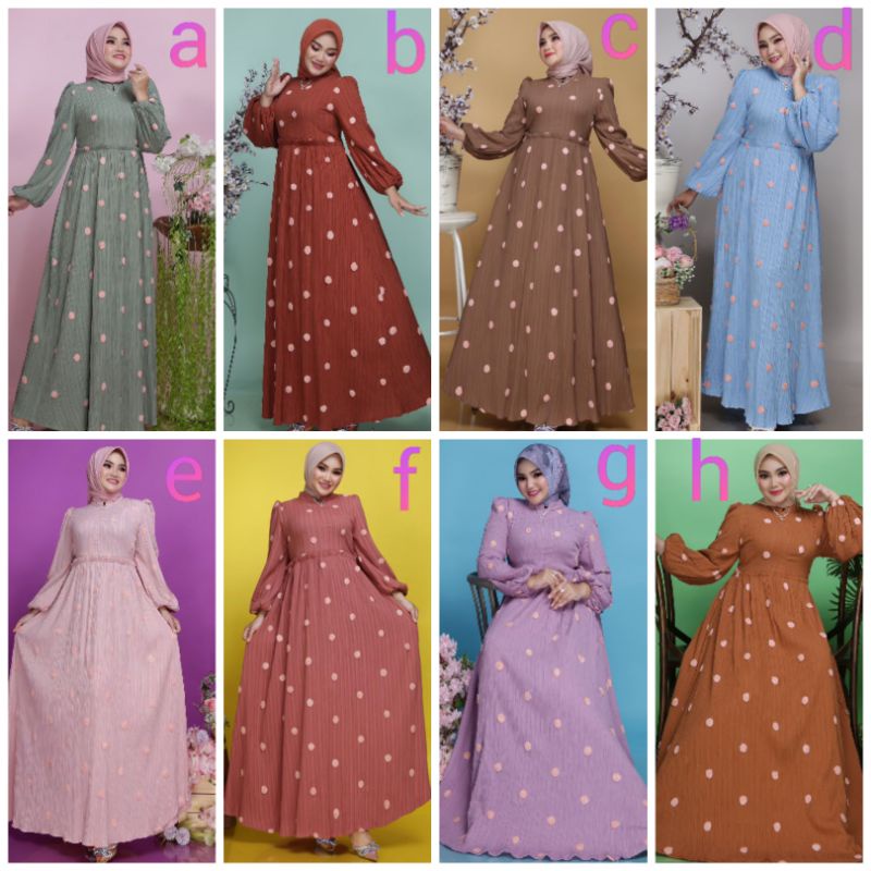 GAMIS BALON PREMIUM / KUINA DRESS BY HANASANGKA / GAMIS WANITA TERBARU / GAMIS POMPOM POLKADOT